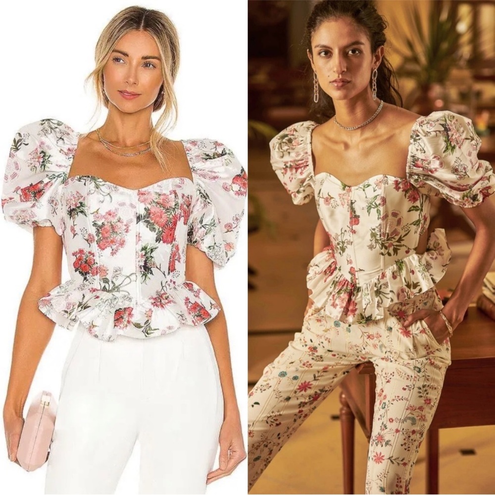 Hemant and‎ Nandita Brio Floral Puff Sleeve Top